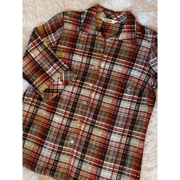 Alia SZ 12 Woman’s Stylish Soft Colorful Button Down Plaid Blouse/Top - Picture 4 of 11